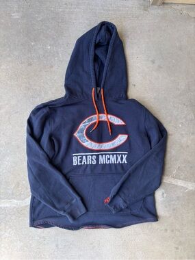 NFL Navy Blue Bears MCMXX Hoodie with Orange Drawcords